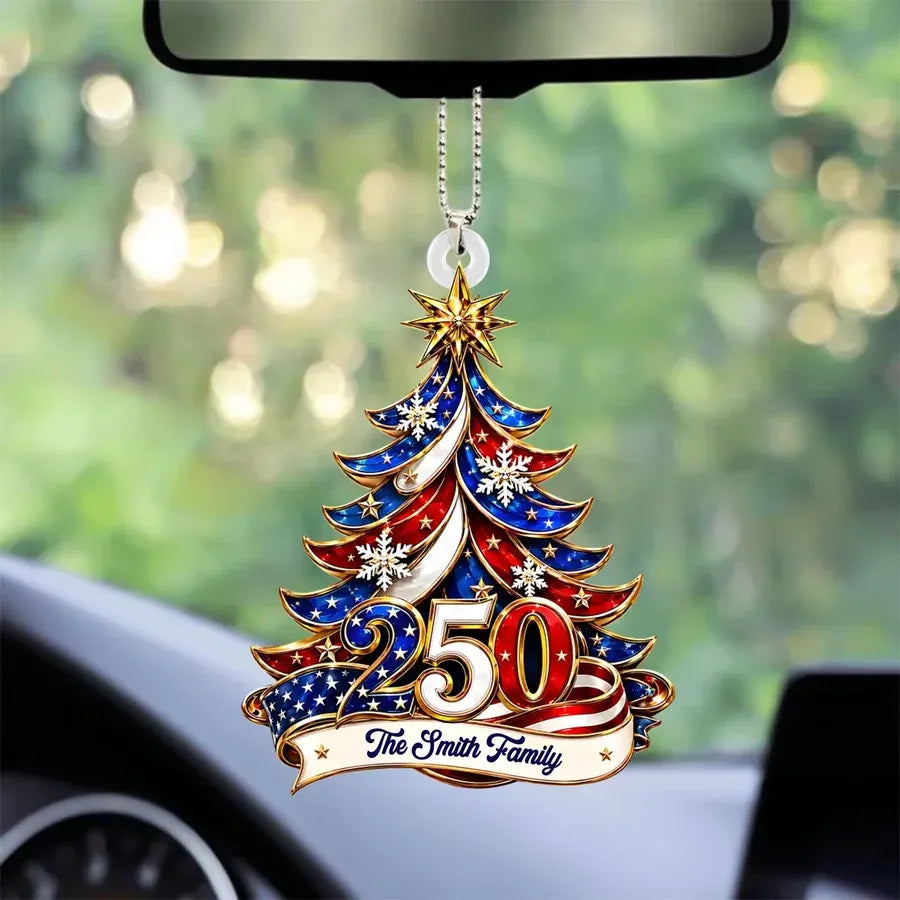 Custom Acrylic Car Ornament - Personalized America 250 Christmas Gifts For Families - Celebrate 250 Years Of Freedom