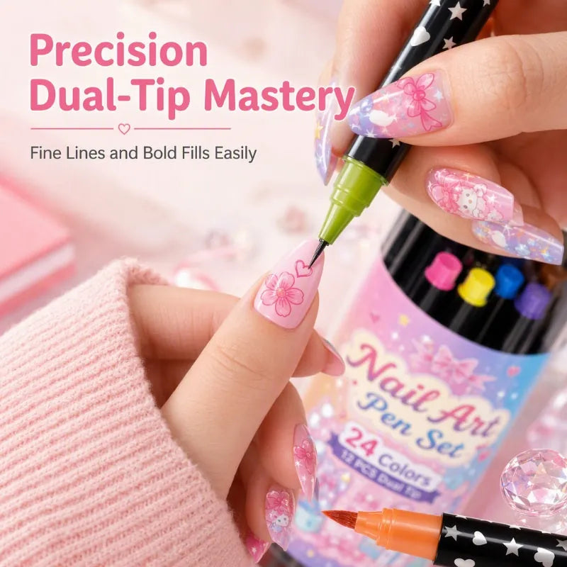 Dual-Ended Nail Art Pens – DIY Manicure Drawing Set