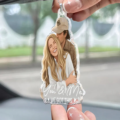 Custom Acrylic Photo Car Ornament - Personalized Anniversary Gifts For Couples, Husband & Wife - I Love You