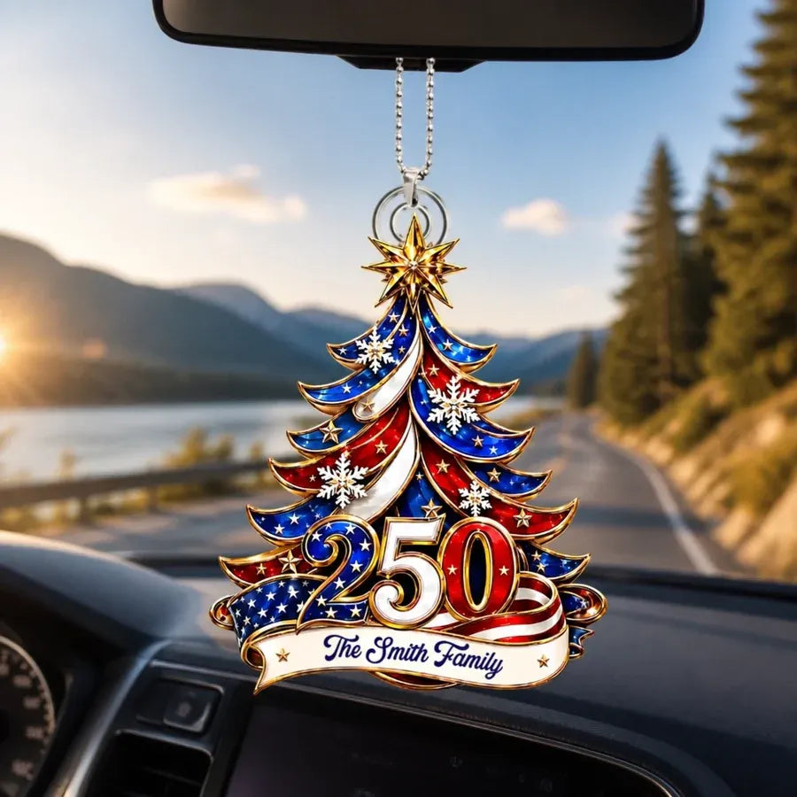 Custom Acrylic Car Ornament - Personalized America 250 Christmas Gifts For Families - Celebrate 250 Years Of Freedom