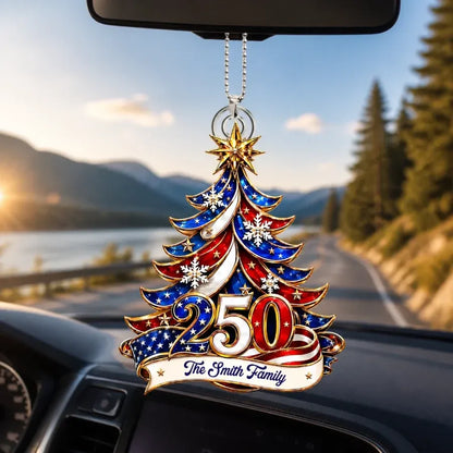 Custom Acrylic Car Ornament - Personalized America 250 Christmas Gifts For Families - Celebrate 250 Years Of Freedom