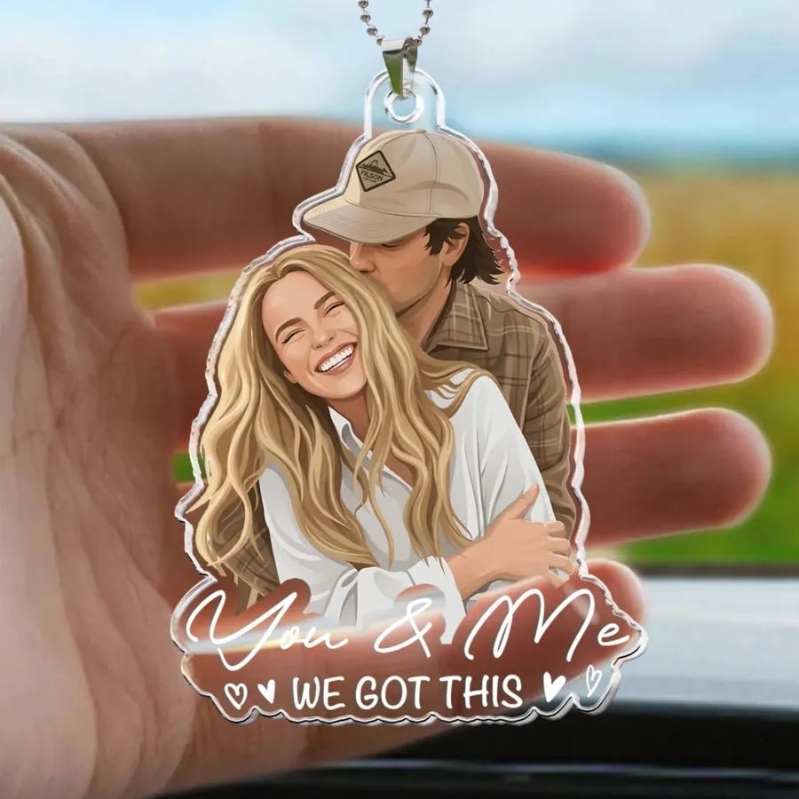 Custom Acrylic Photo Car Ornament - Personalized Anniversary Gifts For Couples, Husband & Wife - I Love You