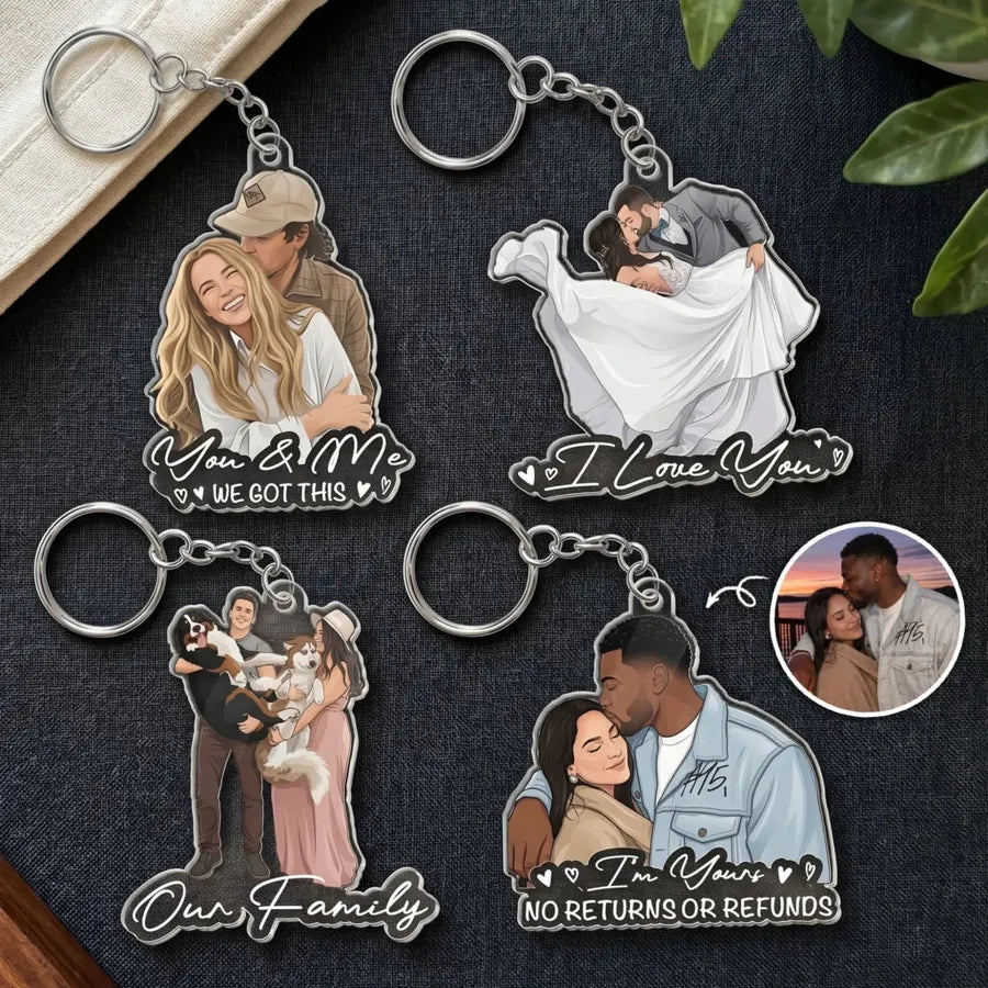 Custom Acrylic Photo Car Ornament - Personalized Anniversary Gifts For Couples, Husband & Wife - I Love You