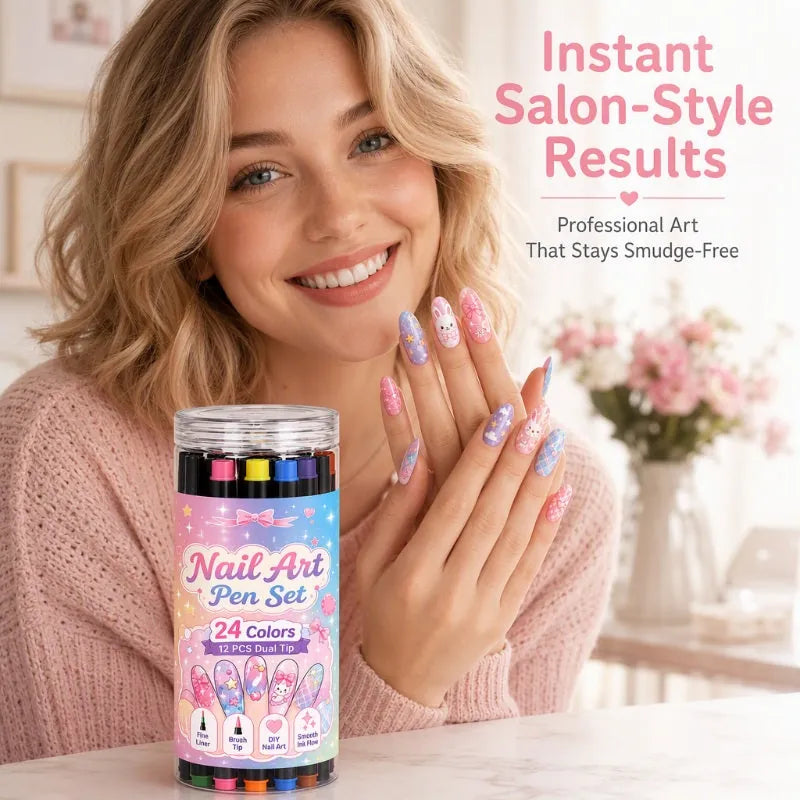 Dual-Ended Nail Art Pens – DIY Manicure Drawing Set