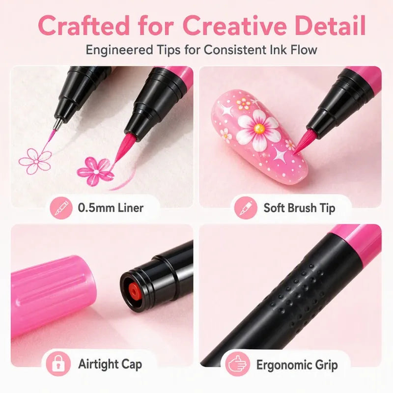 Dual-Ended Nail Art Pens – DIY Manicure Drawing Set