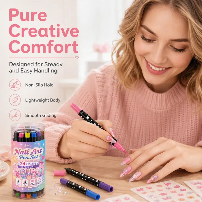 Dual-Ended Nail Art Pens – DIY Manicure Drawing Set