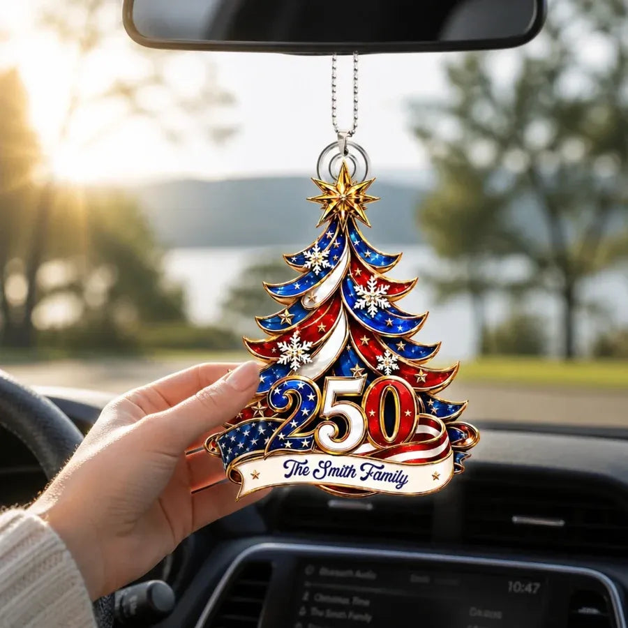 Custom Acrylic Car Ornament - Personalized America 250 Christmas Gifts For Families - Celebrate 250 Years Of Freedom