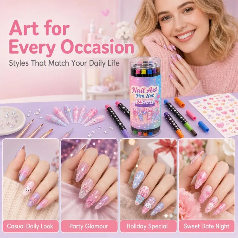 Dual-Ended Nail Art Pens – DIY Manicure Drawing Set