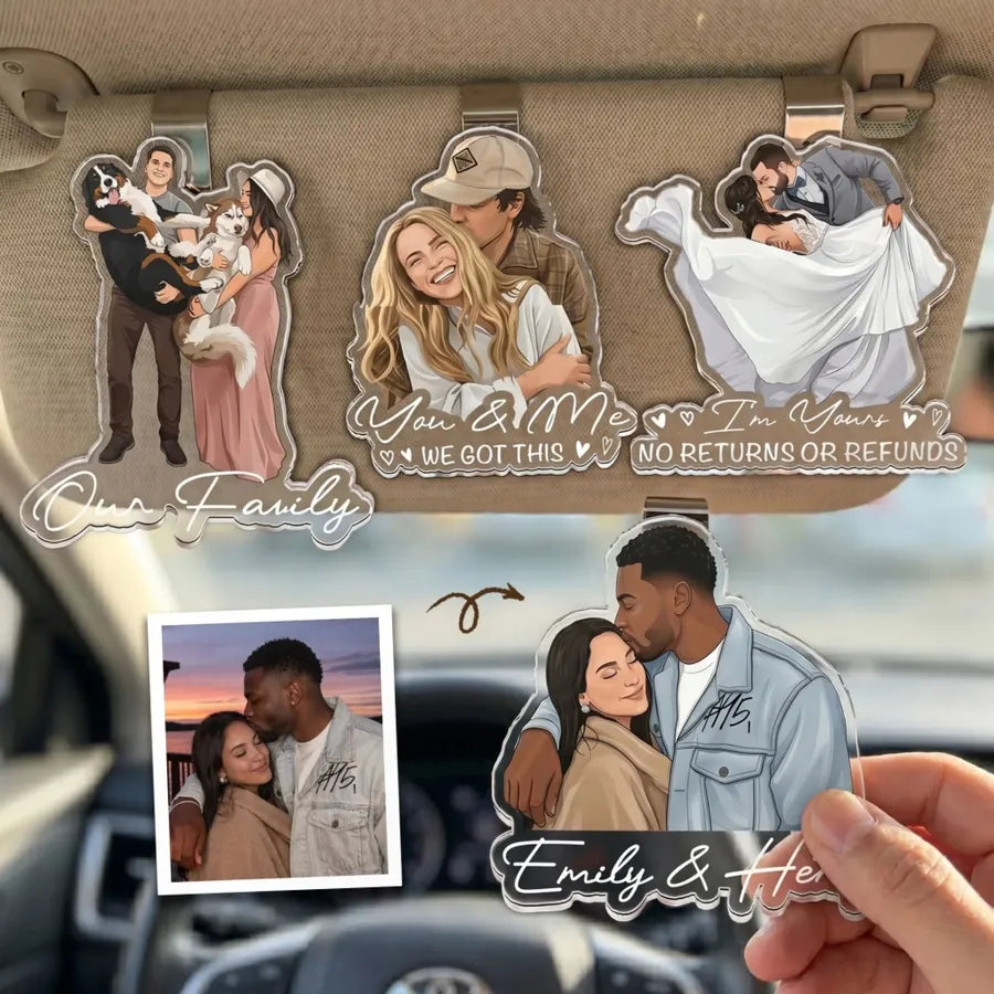 Custom Acrylic Photo Car Ornament - Personalized Anniversary Gifts For Couples, Husband & Wife - I Love You